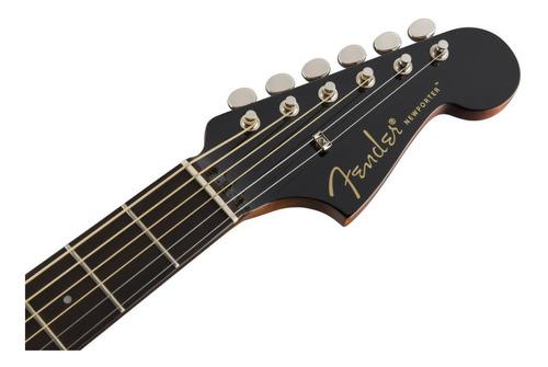 Guitarra Electroacústica Fender California Newporter Player Newporter para diestros jetty black brillante