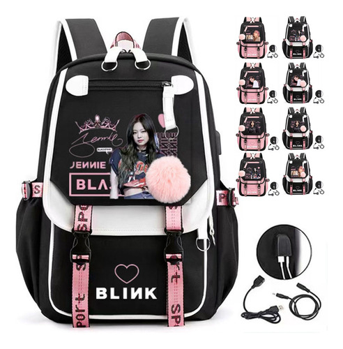 Mochila Universitaria Blackpink, Cable Usb, Cable Para Los O