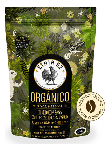 Café Orgánico En Grano Etnia 52 - 250 Gramos
