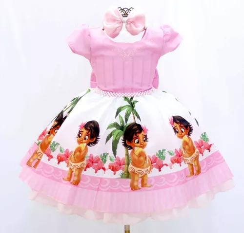 Vestido Infantil Moana Baby Festa Luxo Aniversário Promoção