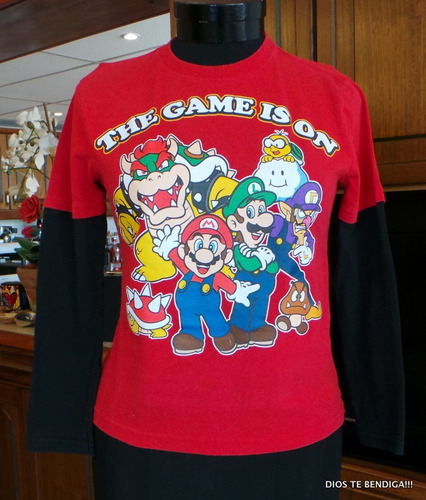 Super Mario Nintendo Polera Vintage Niño T10/12