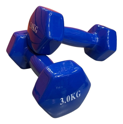 Imagen 3 de 5 de Set X 2 Mancuernas Encauchetadas Vinilo 3 Kg / 6 Lb