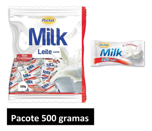 Bala Sabor Milk Leite Pocket Riclan 500g -3 Pacotes