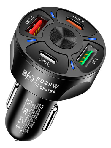 Adaptador De Coche 4 En 1 20wpd+qc3.0 3.1a 2usb+cargador De