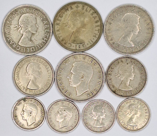 Inglaterra 10 Moedas Década 1950 Cuproníquel Diversas (Usado)