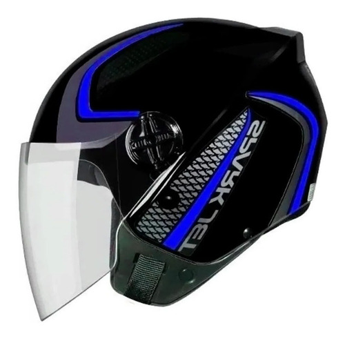 Capacete Moto Ebf Spark Jet Aberto Speed Preto E Prata