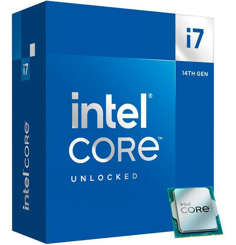 Procesador gamer Intel Core i7-14700K BX8071514700K  de 20 núcleos y  5.6GHz de frecuencia con gráfica integrada