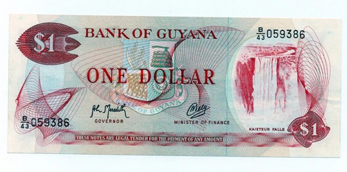 L1789a - Bela Cédula F E - U$ 1,00 - Guyana  Anos: 1966-1983