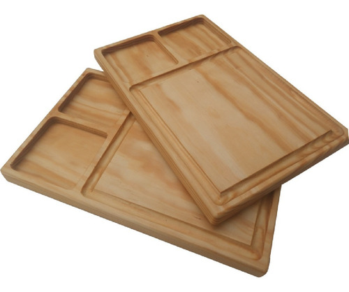 Plato Tabla Madera Asado Carnes 19x30cm 15 Pzas