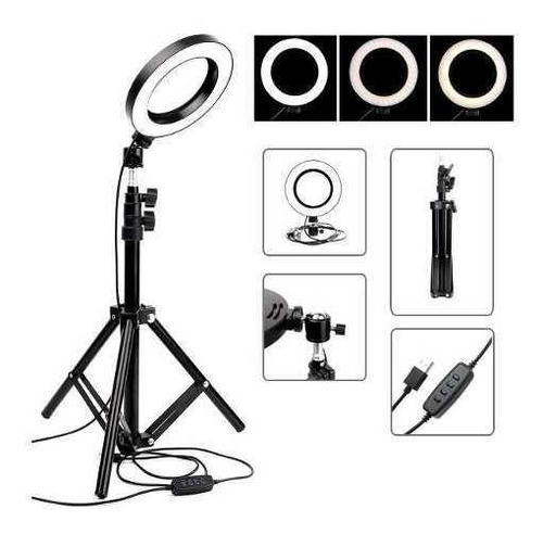 Ring Light Iluminador Led Celular 26 Cm Tripé Live Foto Pro