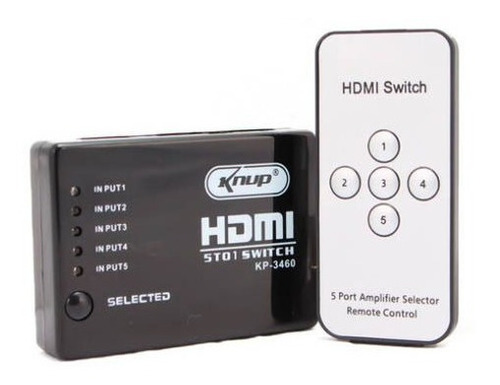 Mini Hub Chaveador Switch Hdmi 5 Portas Full Hd Knup 