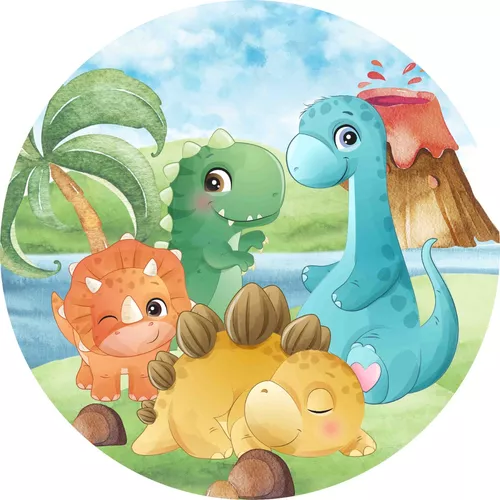 Painel Retangular Dinossauro Dino Baby Cute Sublimado 1,5m x 2,2m