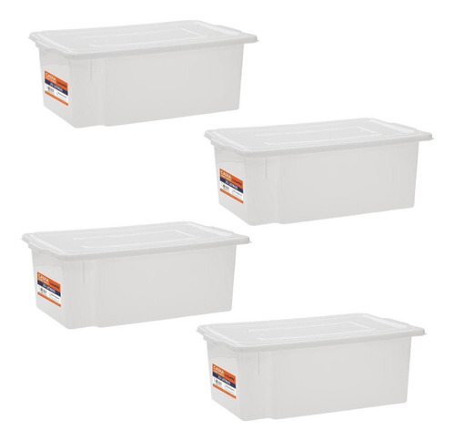 Kit 4 Bandeja Plastica Camara Fria Açougue Com Tampa 25 Lts Cor Transparente