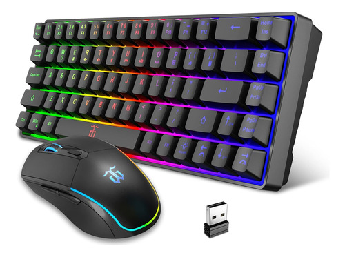 Combo De Teclado Y Mouse Juegos Inalámbricos Al 60%, B...