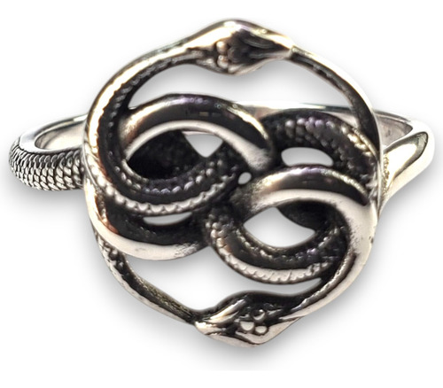 Anillo Serpientes Áuryn Víboras Acero Inoxidable A937 Plateado 13