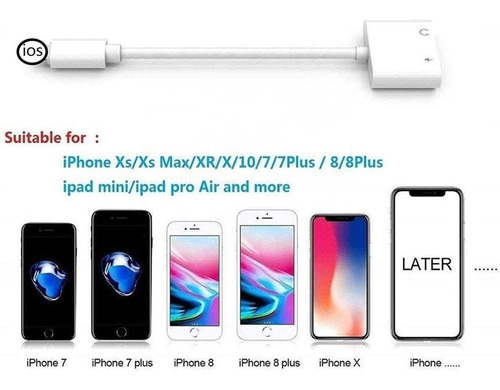 Imagen 5 de 6 de Adaptador Lightning Para Carga Y Audifonos 2 En 1 P/ iPhone