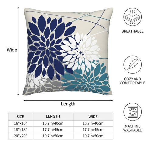 Juego De 2 Fundas De Almohada Florales De Dalia Azul Ma...
