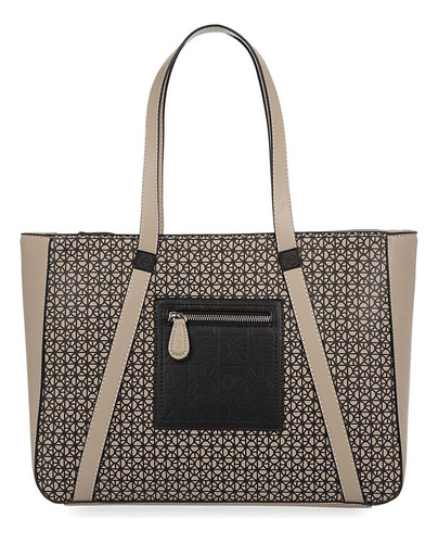 Bolsa Cloe Para Mujer Tote Rubber Monograma Asas Reforzadas Color Beige