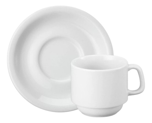 Jogo 12 Xícara Com Pires P/ Chá Cilindrica Porcelana Schmidt