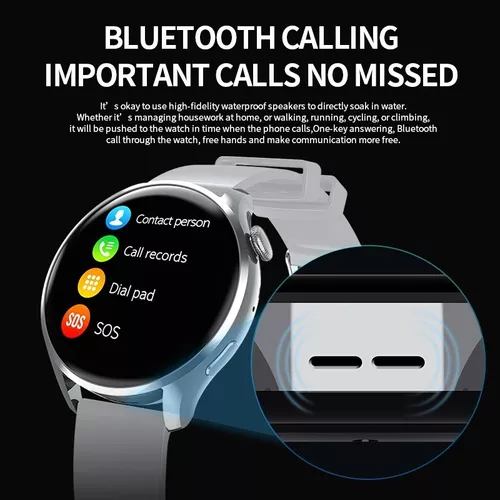 Reloj inteligente redondo con Bluetooth para hombre y mujer