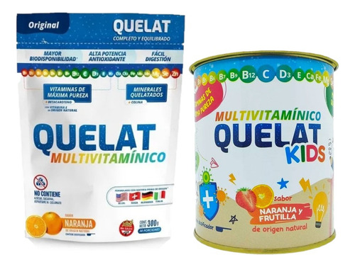 Combo Quelat Multivitamínico + Multivitaminico Kids En Polvo