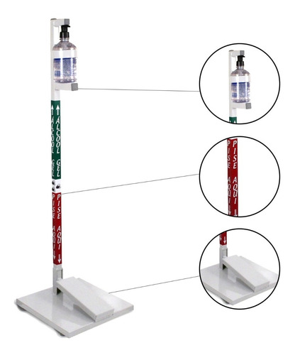 Dispenser Para Álcool Gel Com Suporte De Pedal Hospitalar