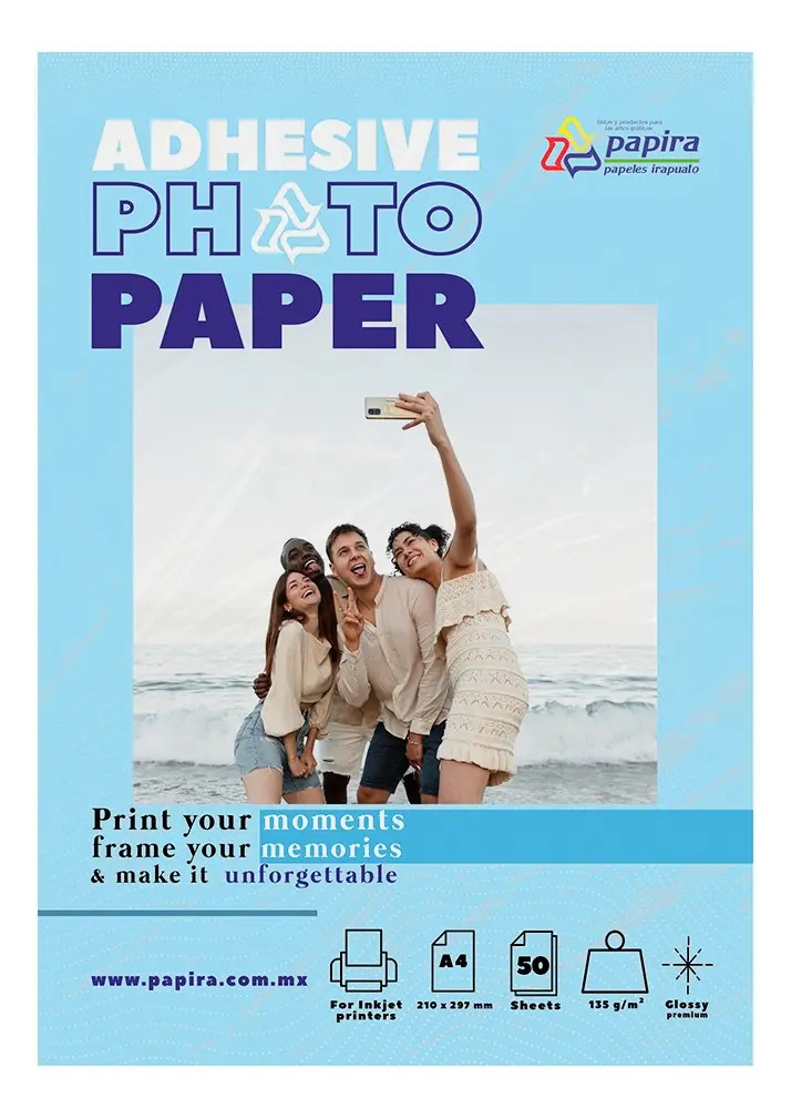 Papel Fotográfico Adhesivo Papira Tamaño A4 Glossy 1000 Hoja Color Blanco
