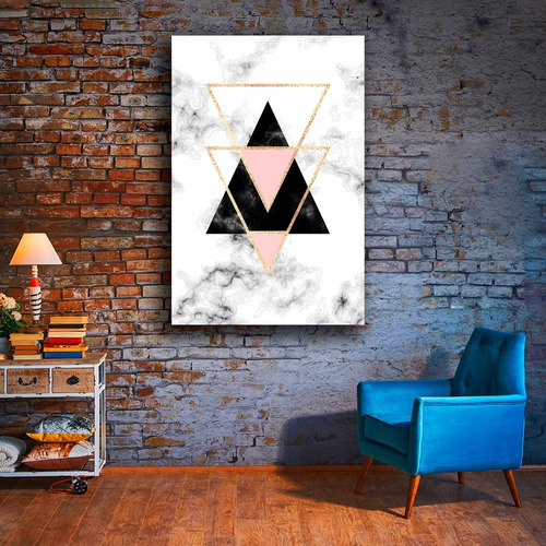 Cuadro Decorativo Canvas Triangulos Y Textura Marmol