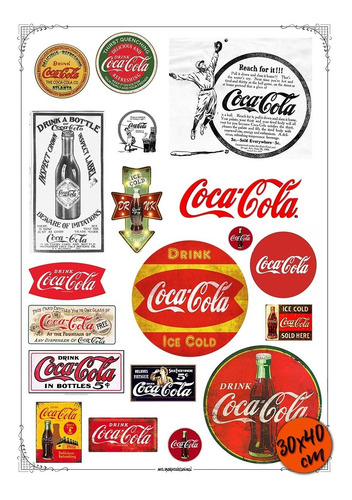 #15 - Coca Cola Vintage - Lámina Transferencias A3 - Coke