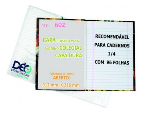 Capa P Caderno Colegial Capa Dura  Kit 10 Unidades - Ref 602