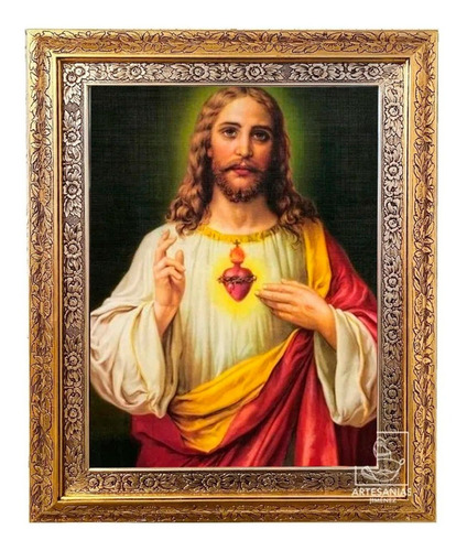Cuadro Sagrado Corazón De Jesús 90x70 Cm T020