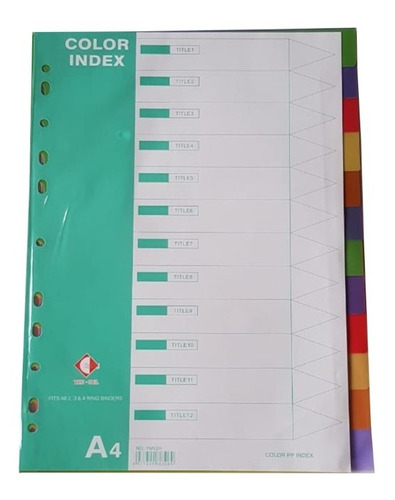 Separadores Indice A4 Cartopel 12 Divisiones Para Carpeta