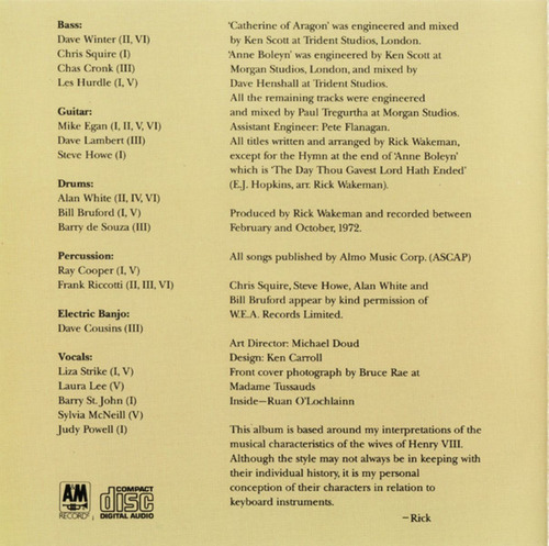 Rick Wakeman Cd: The Six Wives Of Henry V I I I ( Germany ) Estándar