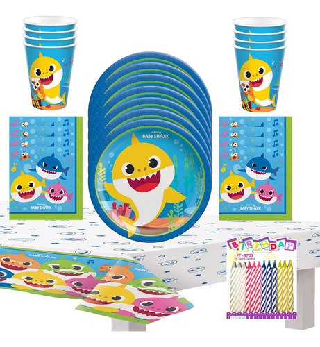 Suministro Para Fiesta Baby Shark Sirve 16 Cumpleaño Plato