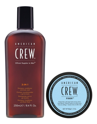 Imagen 1 de 4 de Pack 3 In 1 Body Wash + Cera Fiber 85gr American Crew Men