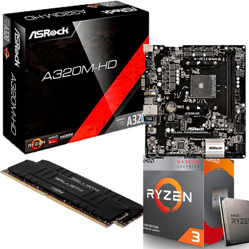 Kit Upgrade Gamer Ryzen 3 3200g / Placa A320 / 8gb Ddr4 Dual