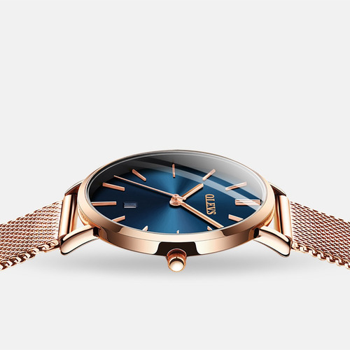 Olevs Relojes Impermeables De Cuarzo Ultrafinos Para Mujer Color Del Bisel Rose Blue