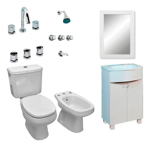 Combo Baño Completo Griferias Inodoro Vanitory C84 P