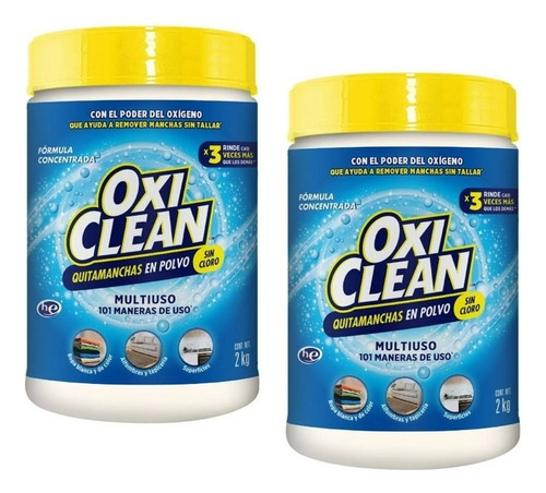 Quitamanchas En Polvo Multiusos Oxiclean 2 Piezas 2kg C/u