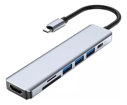 Hub Cabo Adaptador Multiportas Usb-c 7 Em 1 Hdmi 4k Usb 3.0