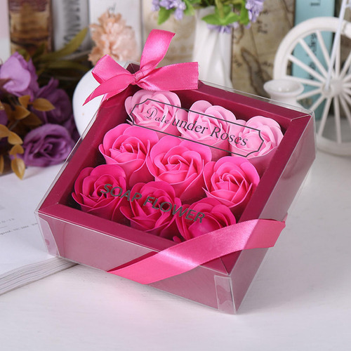 5 Juego De Jabón De Flores De Rosas En Caja De Degradado