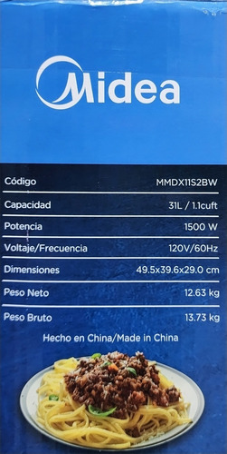 Horno De Microondas Midea De 1.1ft Blanco Con Negro Elegante