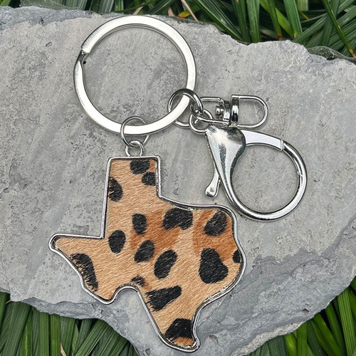Llavero De Piel Con Estampado De Leopardo Y Vaca (3 #mold) W