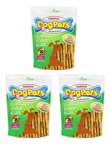 3 Pacote Petiscos Cães Palito Frango Dogpets 500 Gramas