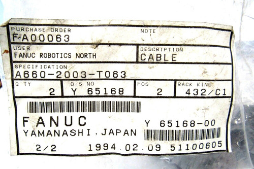 New Fanuc A660-2003-t063 Cable A6602003t063 Ddb