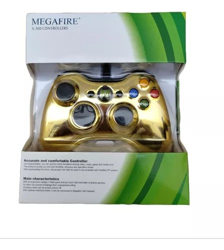 Control Alámbrico Xbox 360 Megafire Dorado