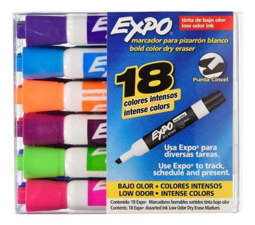 Expo 1929205 Tinta Borrable Pta Cincel Cj Con 18 Colores