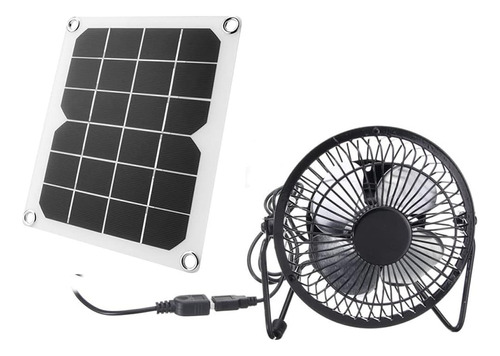 Solar Powered 5w Dual-usb Portable Fan Set Monocrystalline