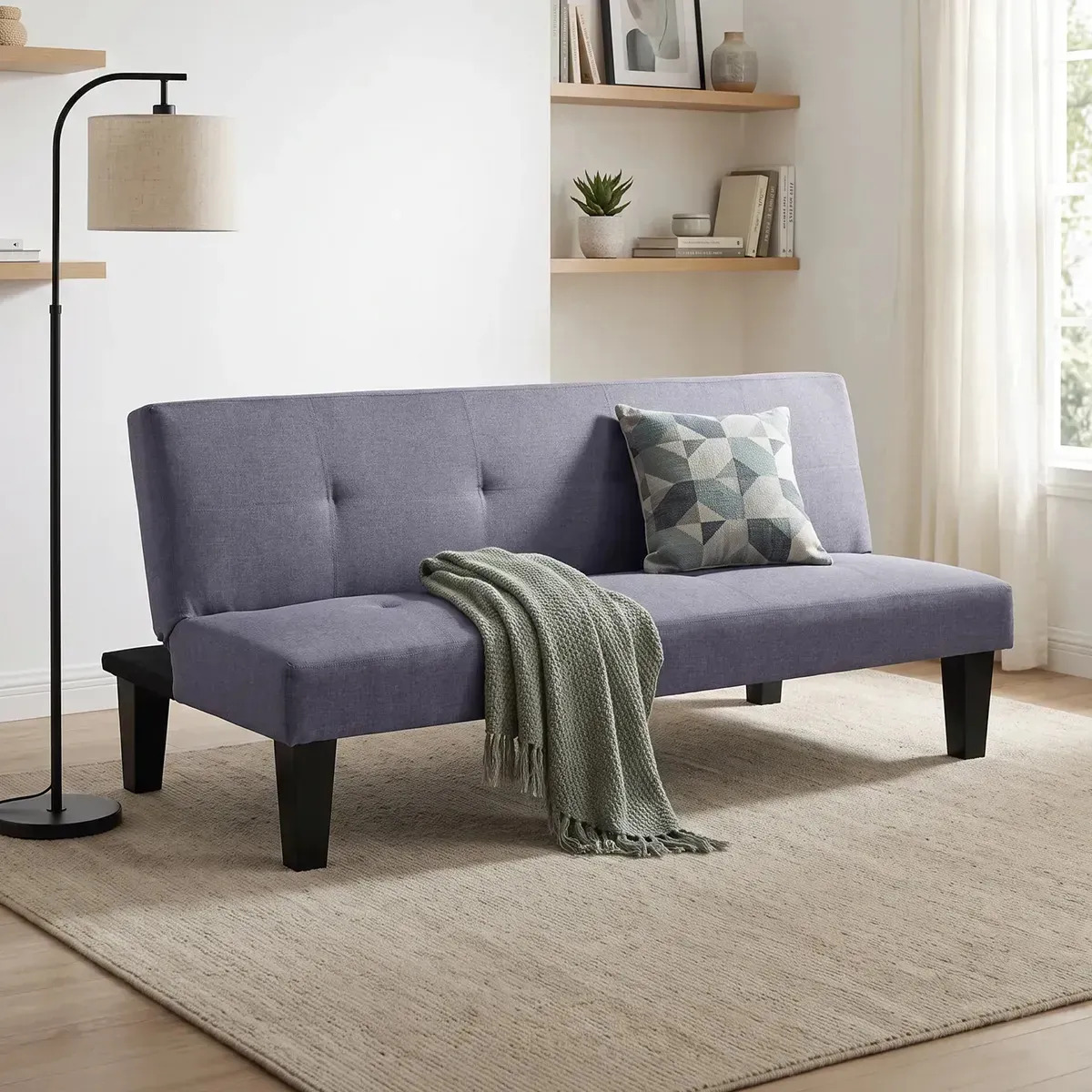 Sofá Cama Individual Reclinable Gris de Kingshouse con Estructura de Madera