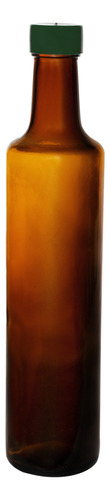 Botella Vidrio Aceite 250 Cc Redonda Ambar Tapa Inserto X 48